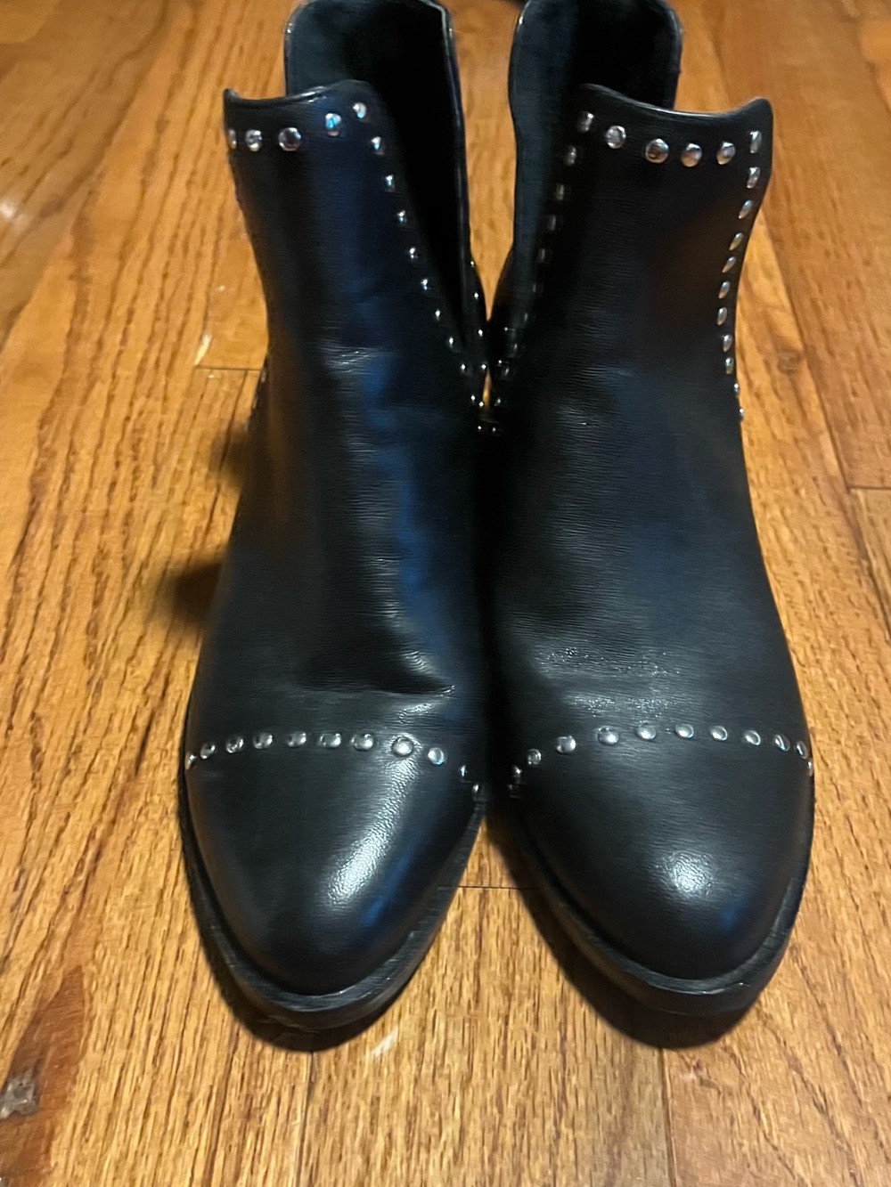Steve Madden Black Leather Studded Ankle Boots